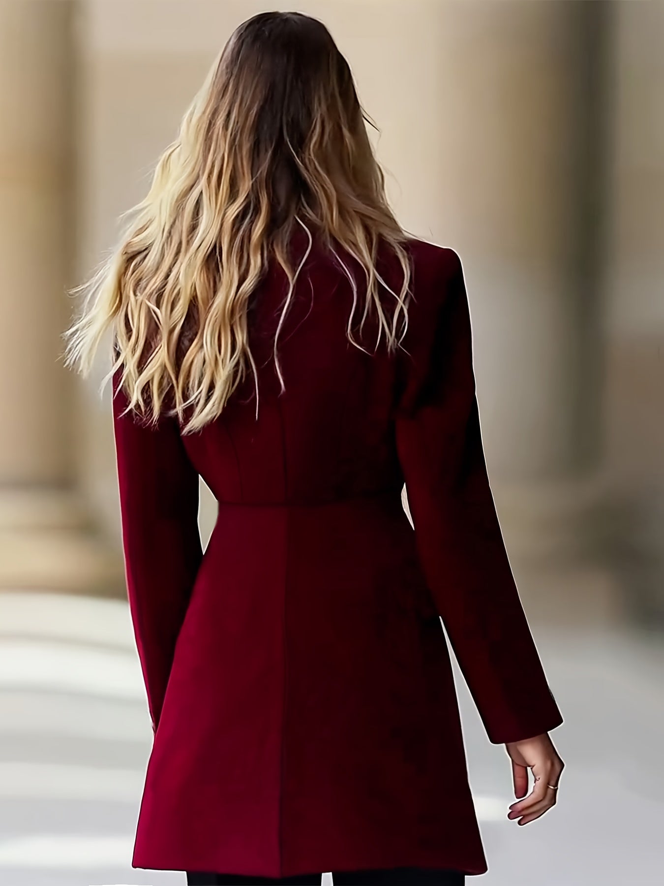 Manteau Tweed Double-Breasted Femme Automne-Hiver, Manteau Quotidien Élégant et Intemporel en Fausse Fourrure à Col Roulé pour Bureau ou Professionnelles Amoureuses de la Mode, Vestes en Tweed d'Hiver pour Femmes,Manteau Long en Tweed pour Femme