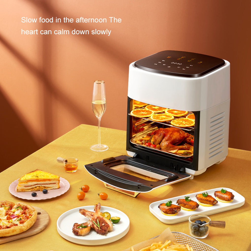 Air Fryer 12L Stainless Steel Visible Large Capacity Electric Oven Touch Screen Multifunctional Electric Fryer EU Plug